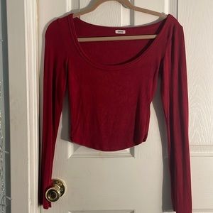 red ribbed xs long sleeve crop top